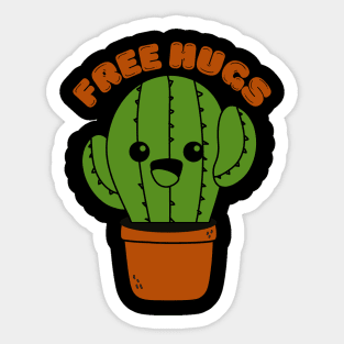 Free Hugs Kawaii Cactus Sticker